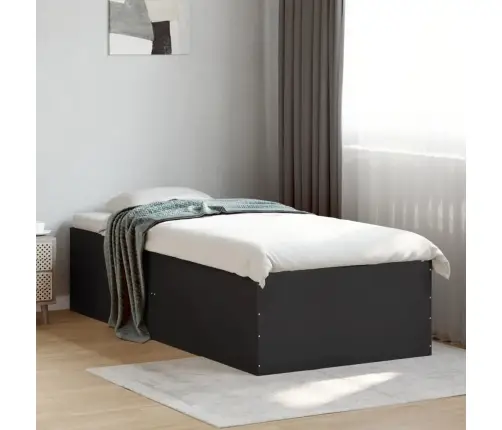 Voodiraam, Must, 100 X 200 cm Tehispuit