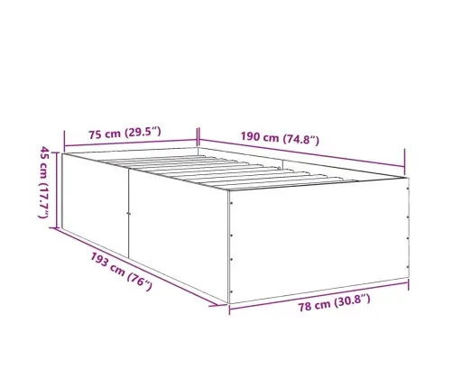 Voodiraam, Valge, 90X190 cm Tehispuit