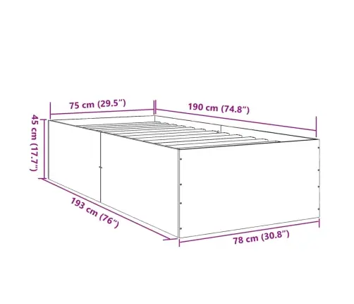 Lovos Rėmas, Dūminio Ąžuolo Spalvos, 75X190cm Apdirbta Mediena