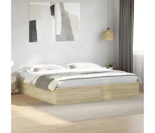 Lovos Rėmas, Sonoma Ąžuolo Spalvos, 200X200cm Apdirbta Mediena