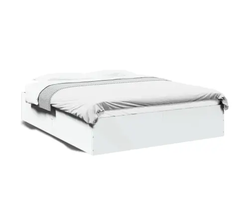 Gultas Rāmis, Balts, 150X200 Cm, Inženierijas Koks Vidaxl