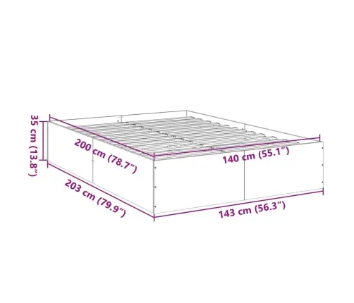 Gultas Rāmis, Pelēka Ozolkoka, 140X200 Cm, Inženierijas Koks Vidaxl
