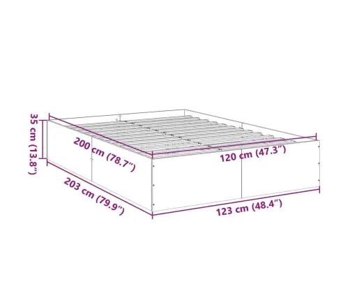 Gultas Rāmis, Ozolkoka Krāsā, 120X200 Cm, Inženierijas Koks Vidaxl