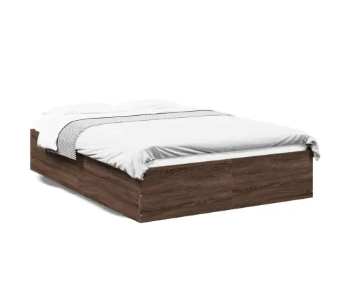 Voodiraam, Pruun Tamm, 135 X 190 cm Tehispuit