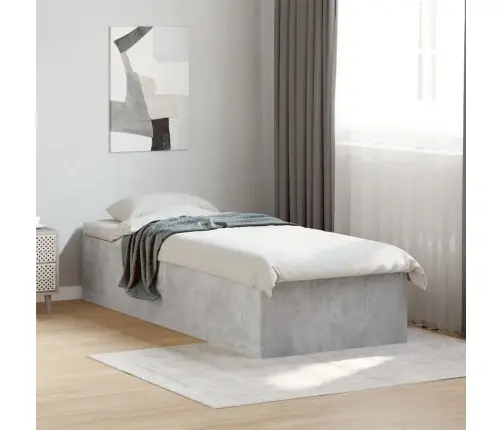 Gultas Rāmis, Betona Pelēks, 100X200 Cm, Inženierijas Koks Vidaxl