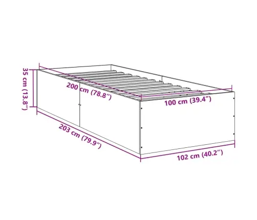 Voodiraam, Suitsutatud Tamm, 100 X 200 cm Tehispuit