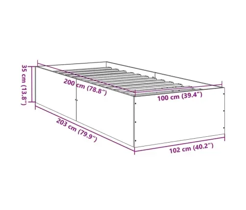 Gultas Rāmis, Pelēka Ozolkoka, 100X200 Cm, Inženierijas Koks Vidaxl