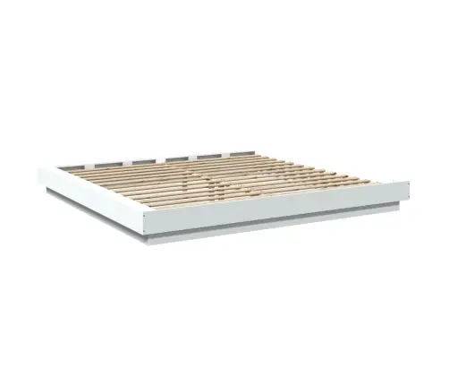 Gultas Rāmis Ar Led, 200X200 Cm, Inženierijas Koks, Balts Vidaxl