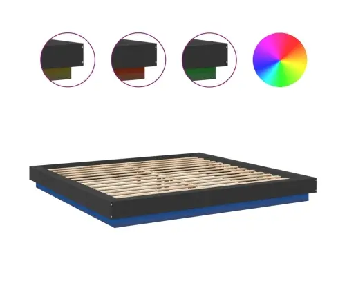 Voodiraam Led-Tuledega, Must, 200 X 200 cm Tehispuit