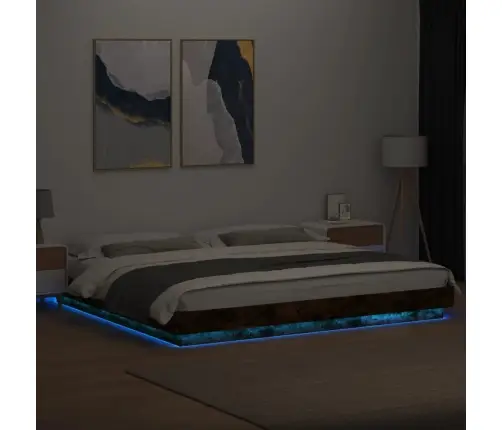 Gultas Rāmis Ar Led, Ozola, 200X200 Cm, Inženierijas Koks Vidaxl