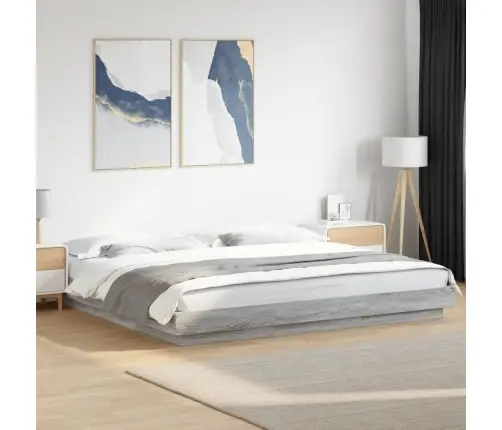 Gultas Rāmis Ar Led, Pelēka Ozola, 200X200Cm, Inženierijas Koks Vidaxl