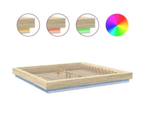 Gultas Rāmis Ar Led, Ozola, 180X200 Cm, Inženierijas Koks Vidaxl