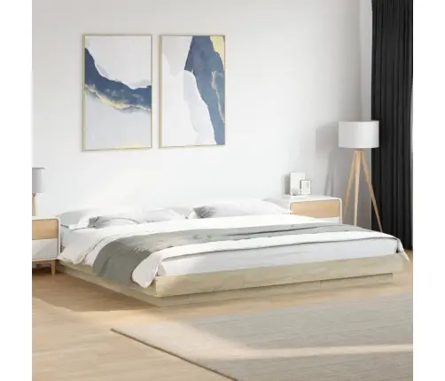 Gultas Rāmis Ar Led, Ozola, 180X200 Cm, Inženierijas Koks Vidaxl
