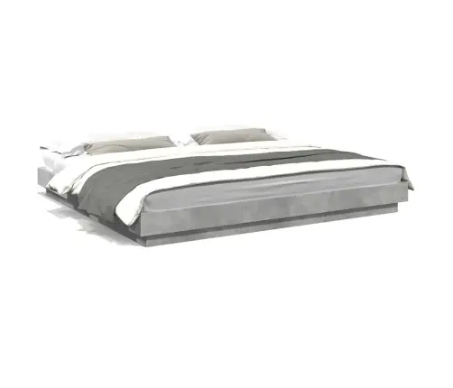 Lovos Rėmas Su Led, Betono Pilkas, 180X200cm Apdirbta Mediena