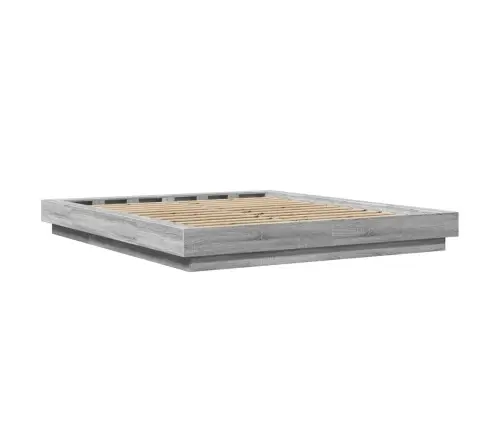 Gultas Rāmis Ar Led, Pelēka Ozola, 160X200Cm, Inženierijas Koks Vidaxl