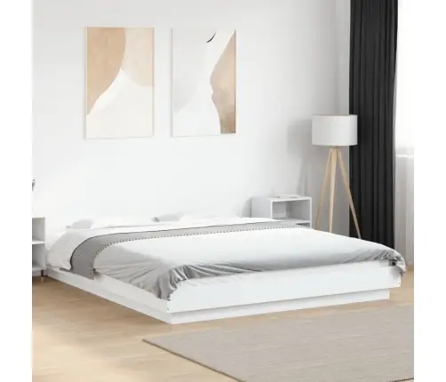 Lovos Rėmas Su Led, Baltas, 150X200cm Apdirbta Mediena