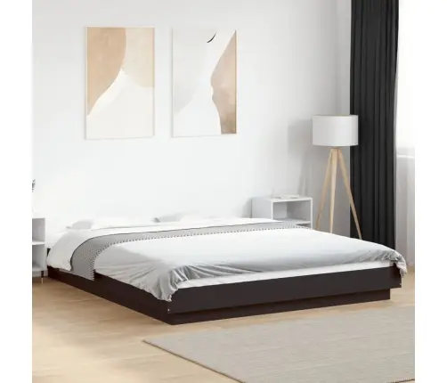 Lovos Rėmas Su Led, Juodas, 150X200cm Apdirbta Mediena