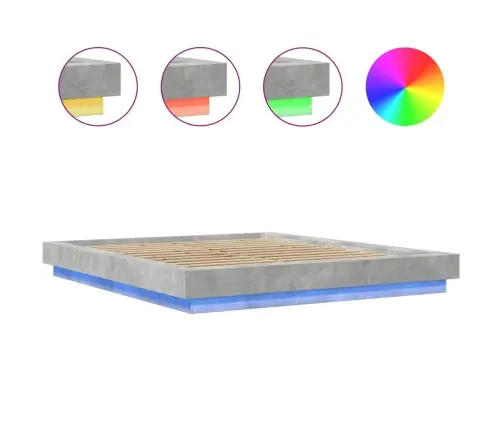 Voodiraam Led-Tuledega, Betoonhall, 150 X 200 cm Tehispuit