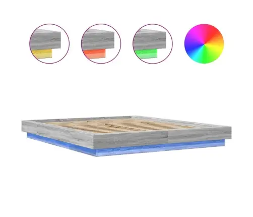 Lovos Rėmas Su Led, Pilkas Ąžuolo, 150X200cm Apdirbta Mediena