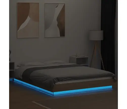 Lovos Rėmas Su Led, Ąžuolo, 140X200cm Apdirbta Mediena