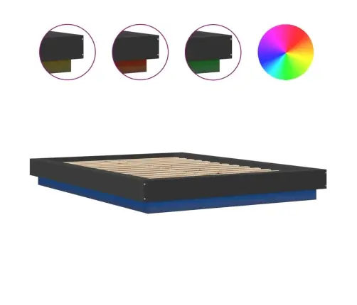 Voodiraam Led-Tulega, Must, 120 X 200 cm Tehispuit