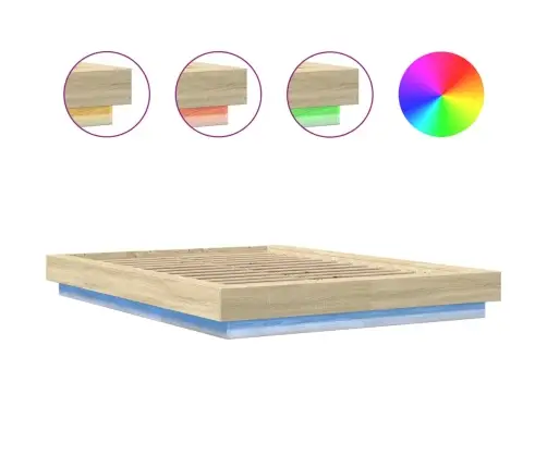 Gultas Rāmis Ar Led, Ozola, 120X200 Cm, Inženierijas Koks Vidaxl