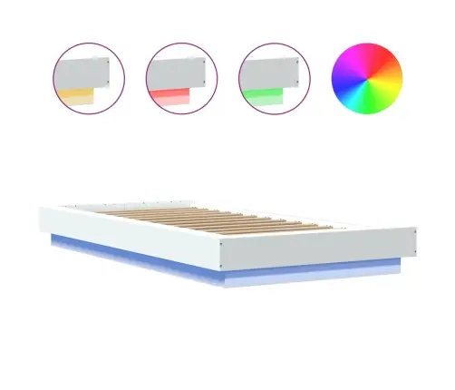 Gultas Rāmis Ar Led, Balts, 100X200 Cm, Inženierijas Koks Vidaxl