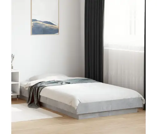 Lovos Rėmas Su Led, Betono Pilkas, 100X200cm Apdirbta Mediena