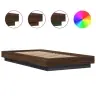 Gultas Rāmis Ar Led, Brūna Koka, 100X200 Cm, Inženierijas Koks Vidaxl