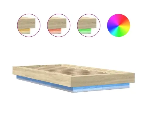 Gultas Rāmis Ar Led, Ozolkoka, 90X200 Cm, Inženierijas Koks Vidaxl