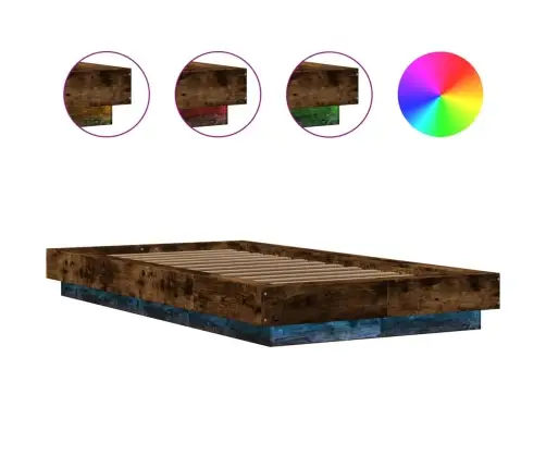 Lovos Rėmas Su Led, Dūminio Ąžuolo, 90X200cm Apdirbta Mediena