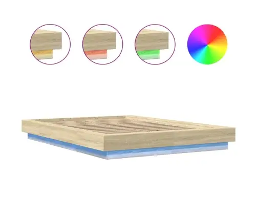 Lovos Rėmas Su Led, Ąžuolo, 140X190cm Apdirbta Mediena
