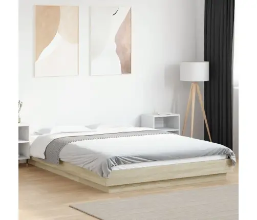 Lovos Rėmas Su Led, Ąžuolo, 140X190cm Apdirbta Mediena