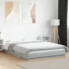 Gultas Rāmis Ar Led, Pelēka Ozola, 140X190Cm, Inženierijas Koks Vidaxl Gultas Rāmis Ar Led, Pelēka Ozola, 140X190Cm, Inženierijas Koks Vidaxl