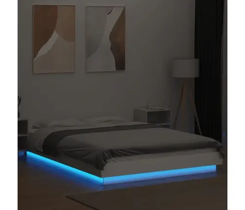 Gultas Rāmis Ar Led, Balts, 120X190 Cm, Inženierijas Koks Vidaxl