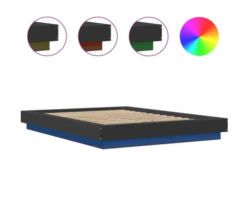 Lovos Rėmas Su Led, Juodas, 120X190cm Apdirbta Mediena