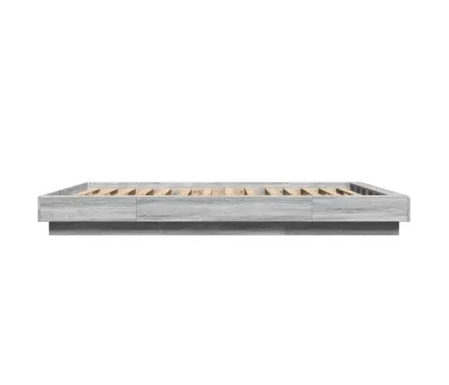 Gultas Rāmis Ar Led, Pelēka Ozola, 120X190Cm, Inženierijas Koks Vidaxl