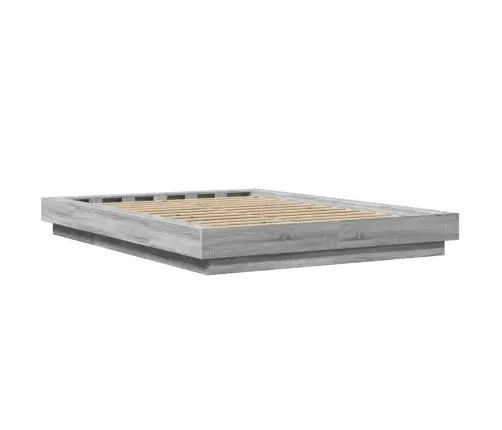 Gultas Rāmis Ar Led, Pelēka Ozola, 120X190Cm, Inženierijas Koks Vidaxl