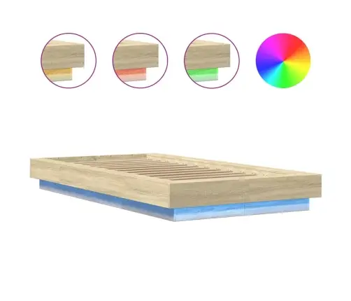 Lovos Rėmas Su Led, Ąžuolo, 75X190cm Apdirbta Mediena