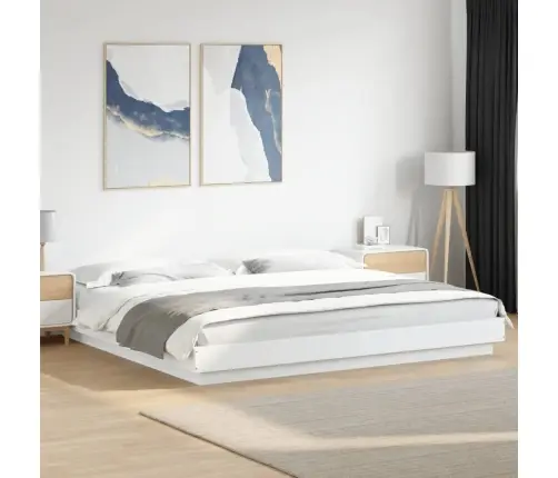 Voodiraam, Valge, 200 X 200 cm Tehispuit