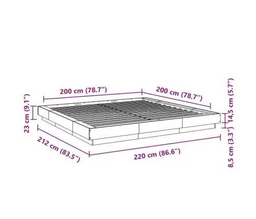 Gultas Rāmis, 200X200 Cm, Inženierijas Koks, Melns Vidaxl