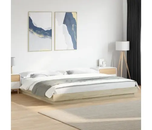 Gultas Rāmis, Ozolkoka Krāsā, 200X200 Cm, Inženierijas Koks Vidaxl