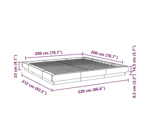 Lovos Rėmas, Betono Pilkos Spalvos, 200X200cm Apdirbta Mediena