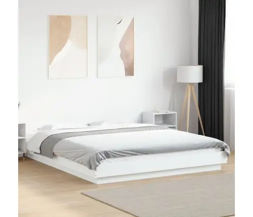 Gultas Rāmis, Balts, 150X200 Cm, Inženierijas Koks Vidaxl