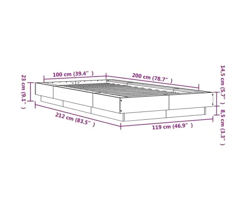 Lovos Rėmas, Dūminio Ąžuolo, 100X200cm Apdirbta Mediena