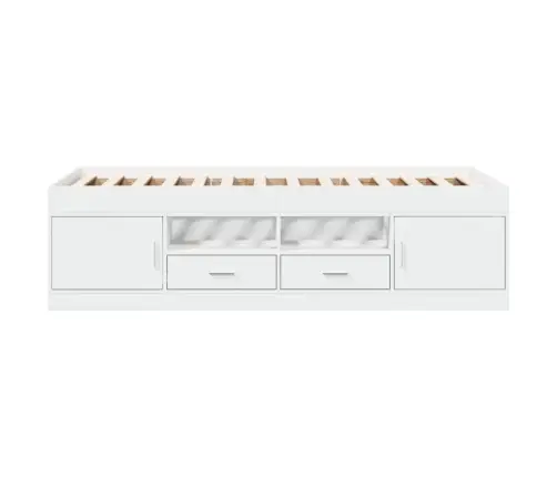 Gulta Ar Atvilktnēm, Bez Matrača, Balta, 100X200 Cm Vidaxl