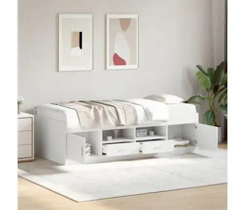 Gulta Ar Atvilktnēm, Bez Matrača, Balta, 100X200 Cm Vidaxl