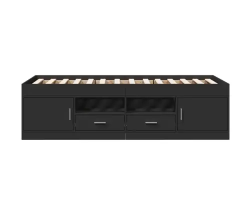 Gulta Ar Atvilktnēm, Bez Matrača, Melna, 100X200 Cm Vidaxl