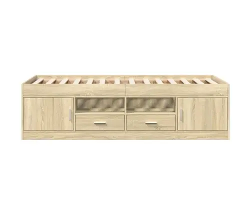 Gulta Ar Atvilktnēm, Bez Matrača, Ozolkoka Krāsa, 100X200 Cm Vidaxl