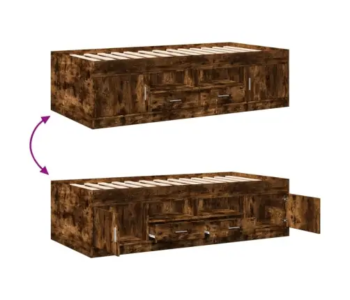 Gulta Ar Atvilktnēm, Bez Matrača, Ozolkoka Krāsa, 100X200 Cm Vidaxl